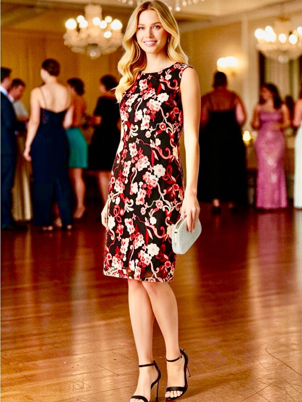 Donna Ricco Floral Embroidered Sheath Dress